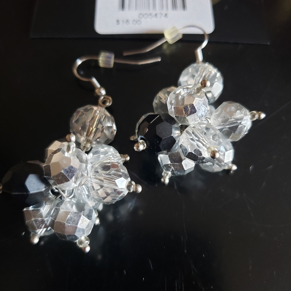 NWT Rhinestone pierced charm drop earrings